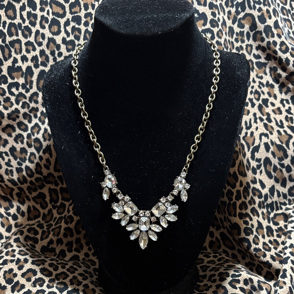 Vintage Brass Crystal Necklace